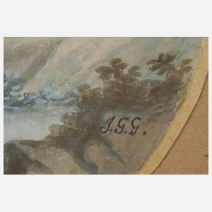 Paar Aquarelle Biedermeier