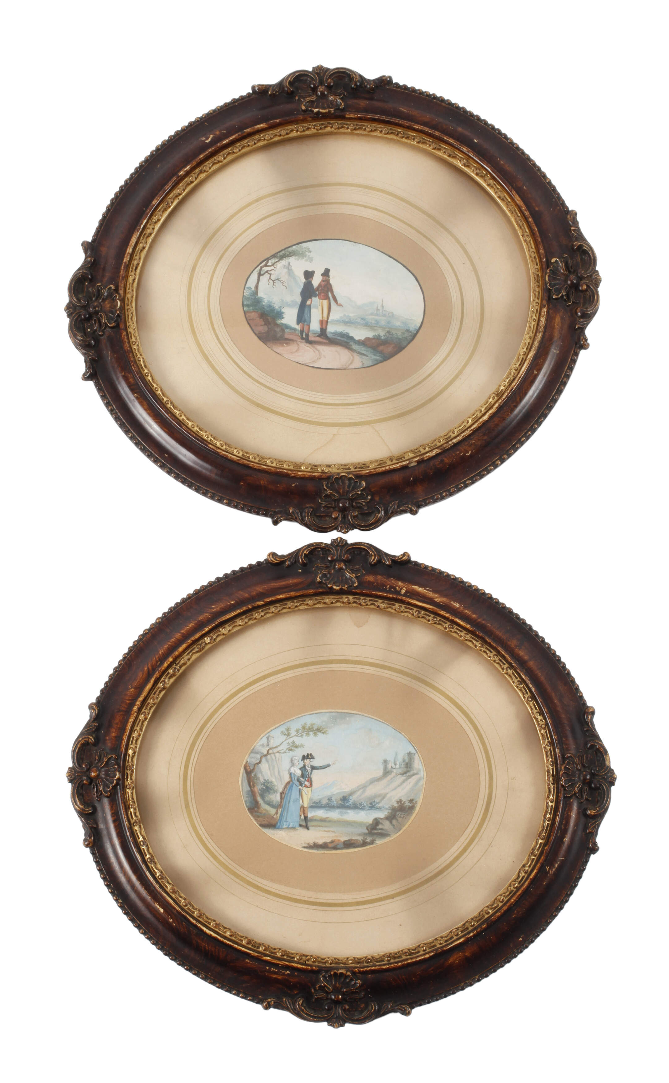 Paar Aquarelle Biedermeier