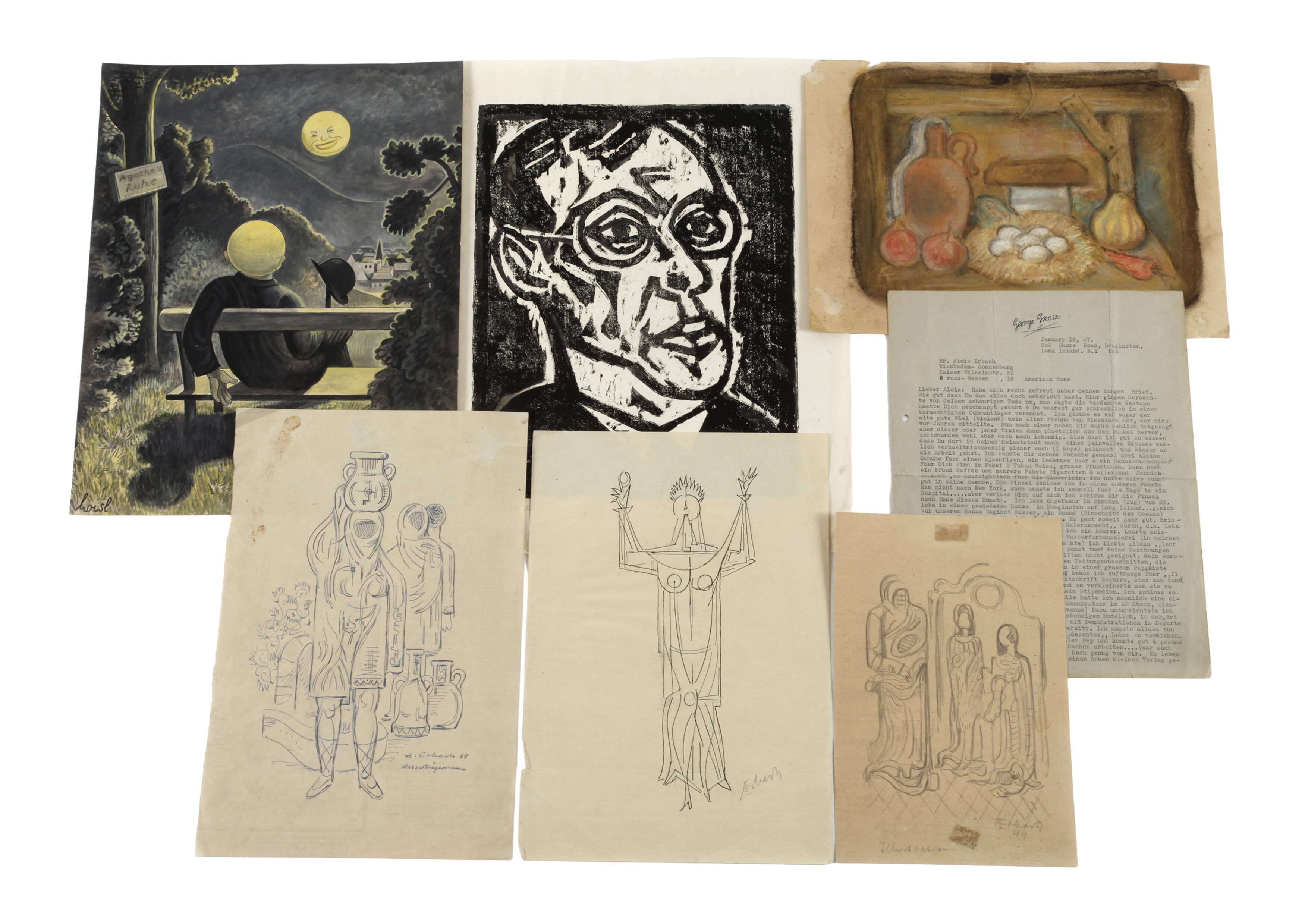Alois Erbach, Konvolut Arbeiten auf Papier