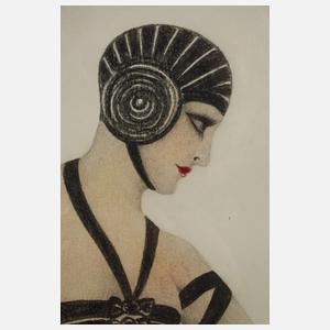 A. Kefer, Sitzende Dame im schwarzen Kleid