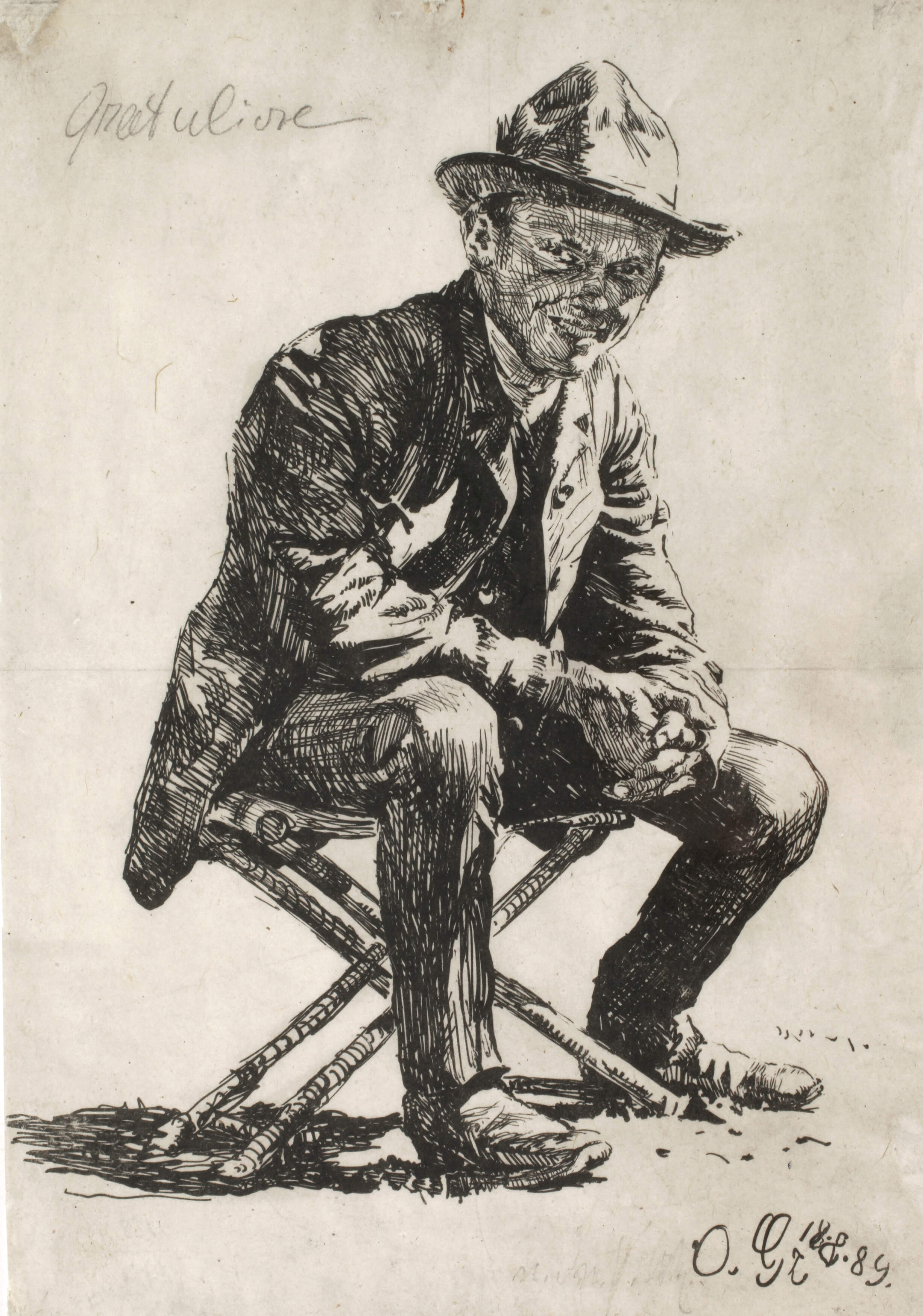 Otto Greiner, Junger Mann auf Klapphocker