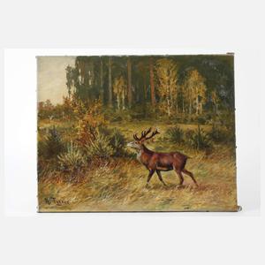 Hanns Taeger, Hirsch auf Waldlichtung