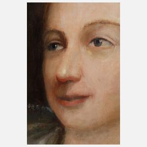 Dame mit zwei Herren beim Tric-Trac-Spiel