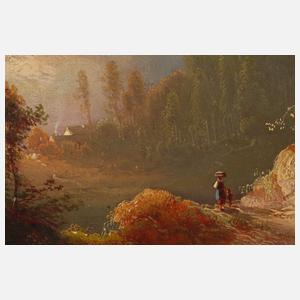 Ferdinand Feldhütter, attr., Burg im Gebirge