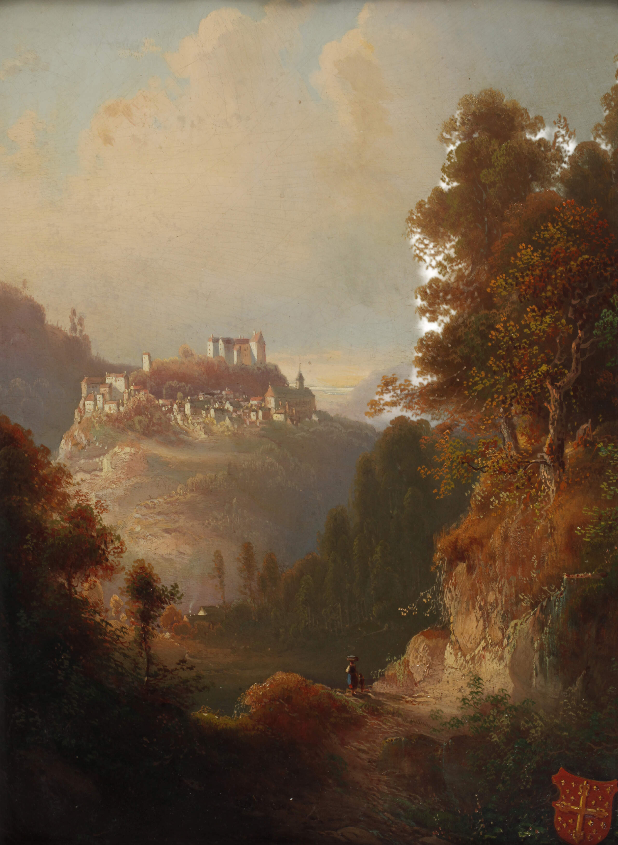 Ferdinand Feldhütter, attr., Burg im Gebirge