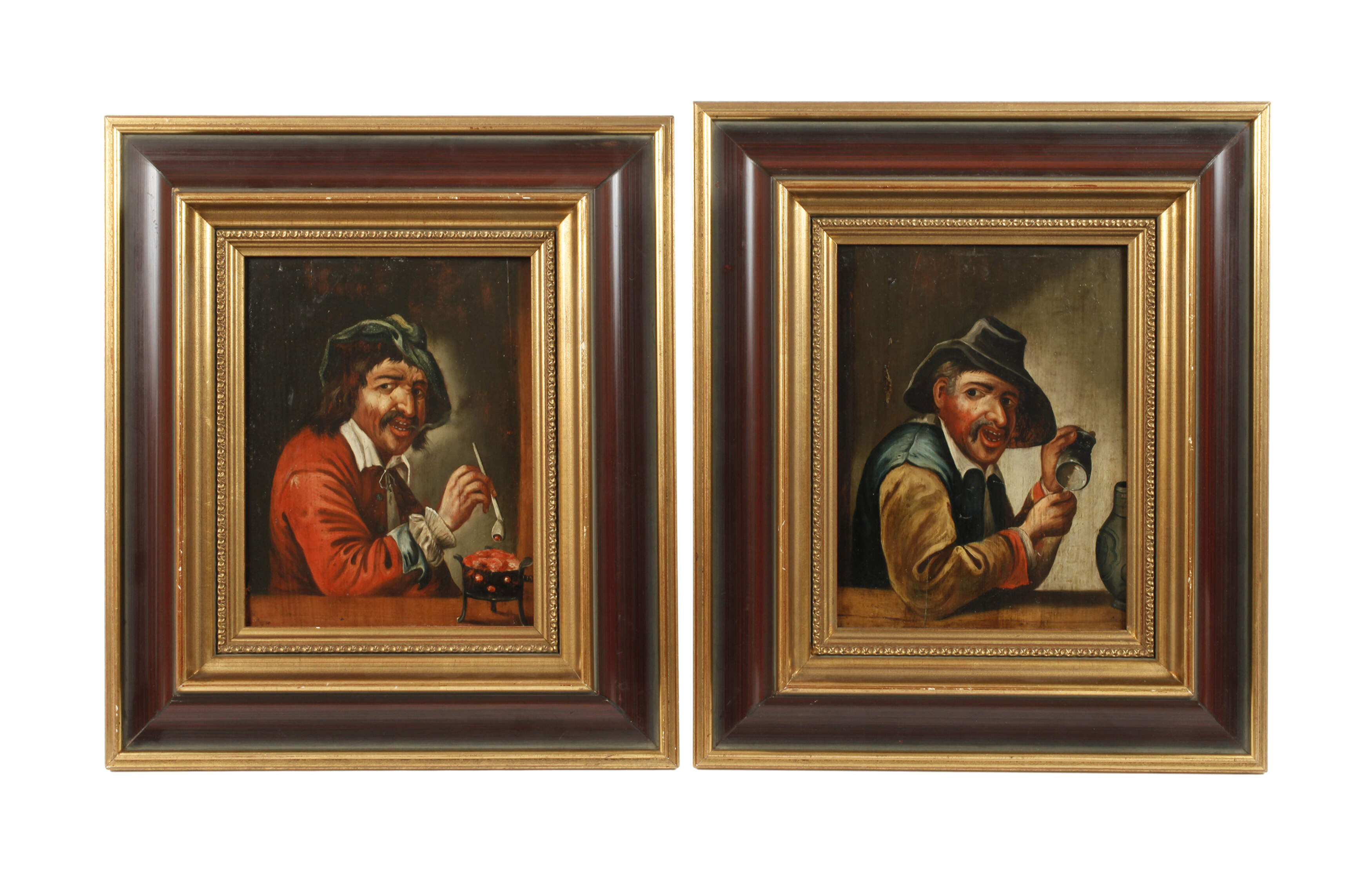 Paar Genreszenen Trinker & Raucher