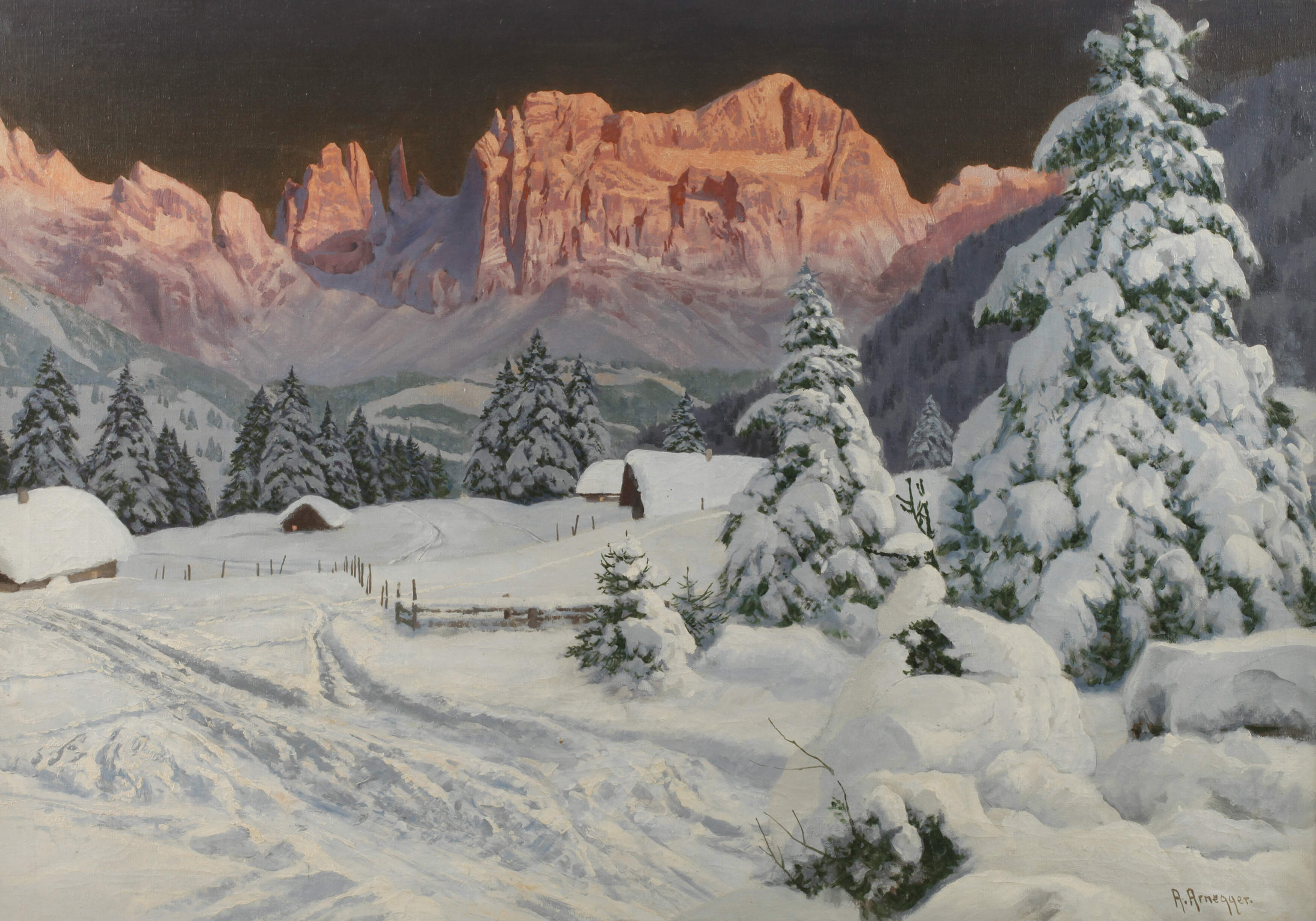 Alois Arnegger, Rosengarten im Alpenglühen