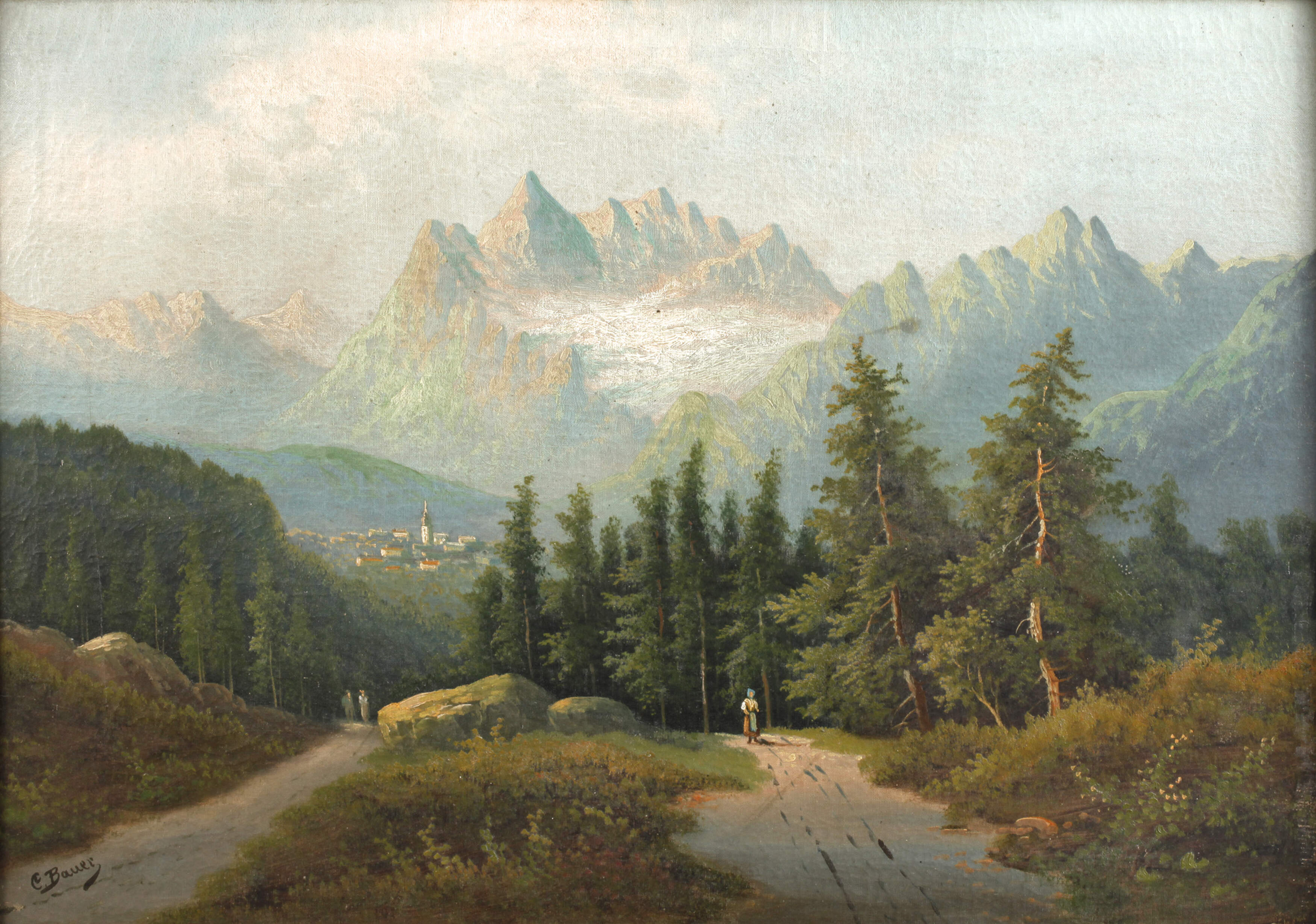 E. Bauer, Alpenlandschaft