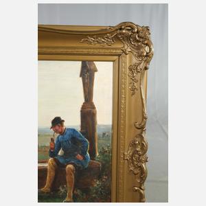 Willy Brandes, Bauer mit Pferden an der Tränke