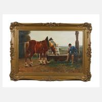 Willy Brandes, Bauer mit Pferden an der Tränke111