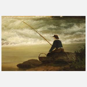 J. Greuter, Angler am Fluss im Abendlandschaft