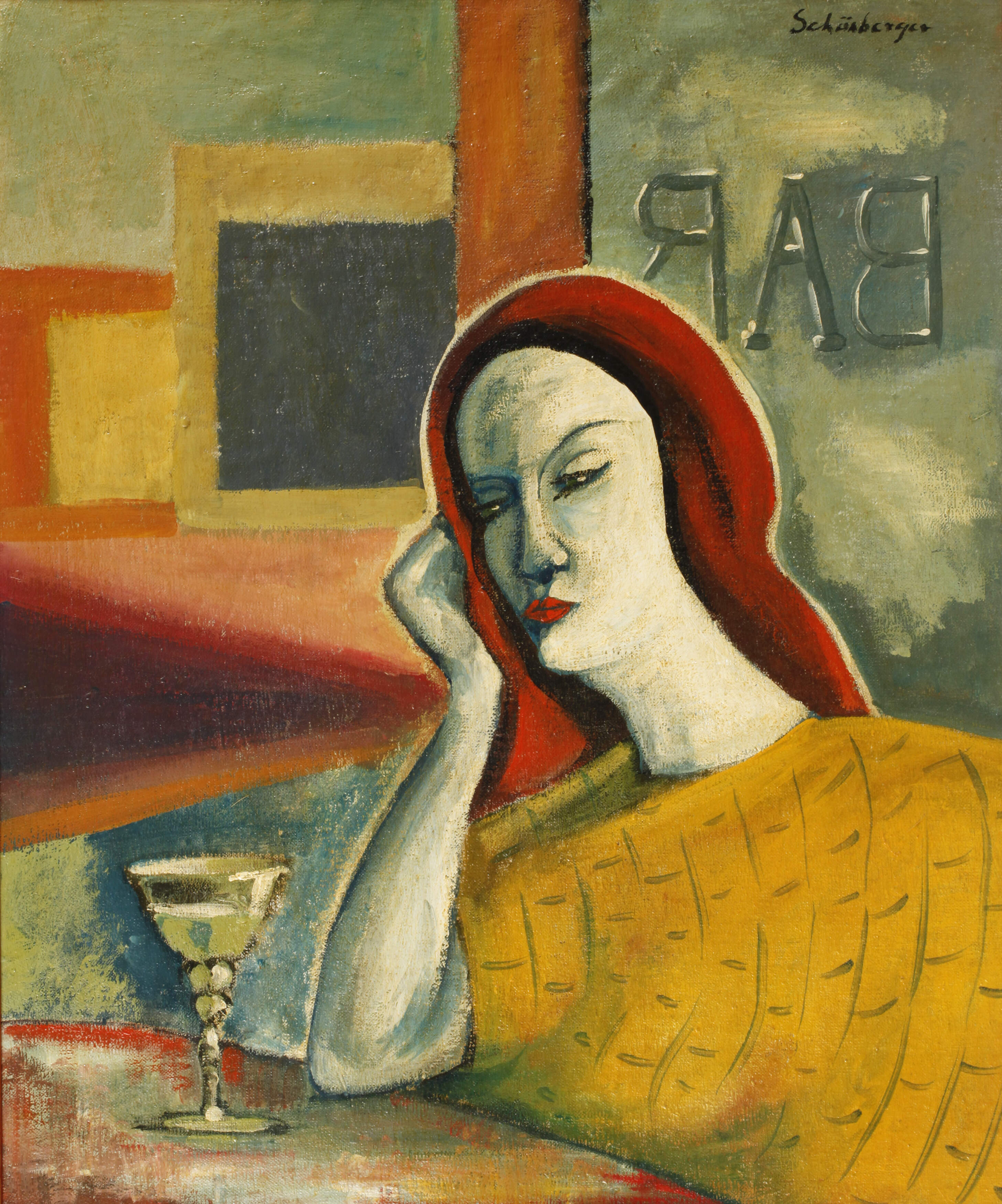 Armand Schönberger, attr., Dame in der Bar