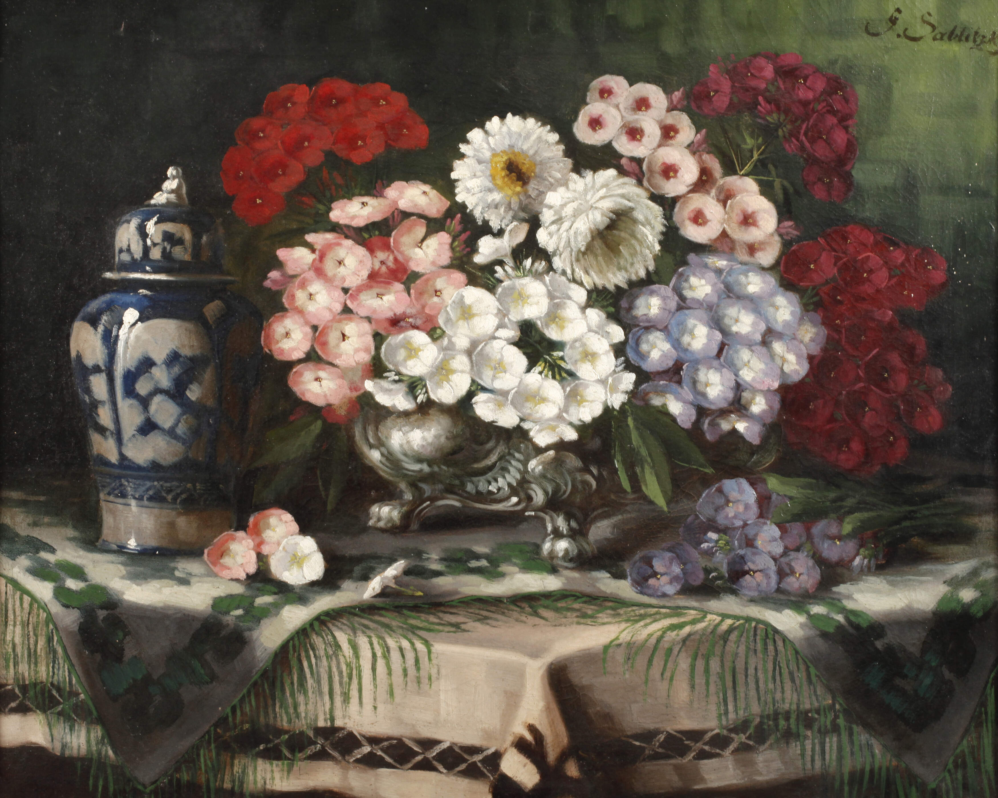 Sablitzky, Stillleben mit Flammblumen