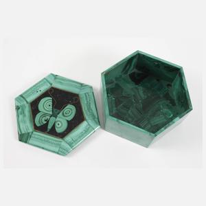 Zwei Deckeldosen Malachit