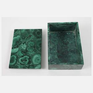 Zwei Deckeldosen Malachit