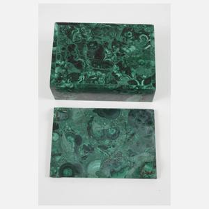 Zwei Deckeldosen Malachit