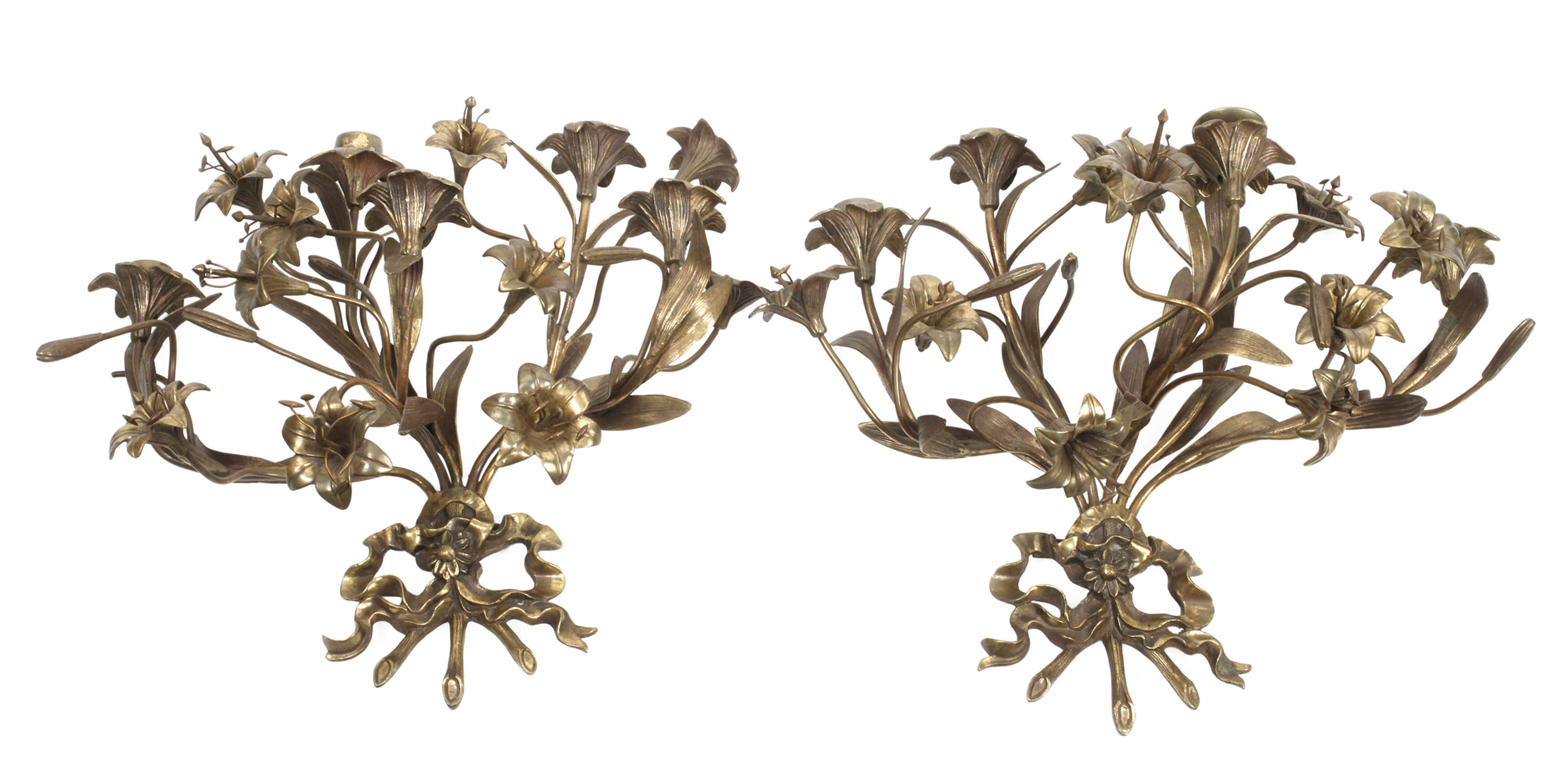 Paar florale Wandleuchter