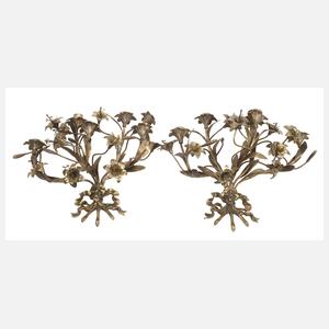 Paar florale Wandleuchter