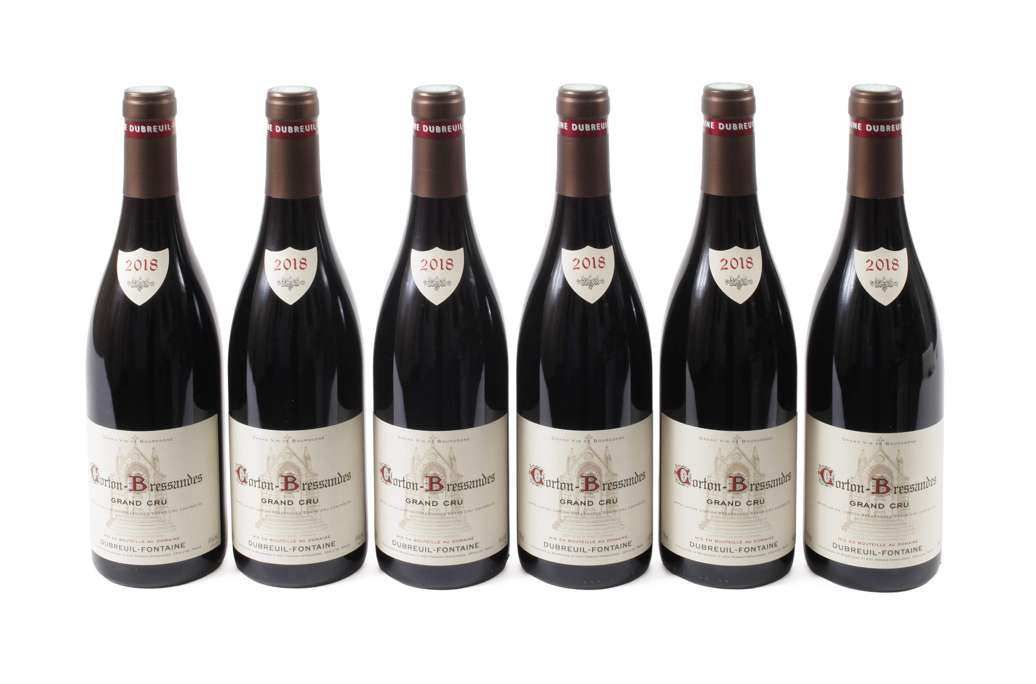 Sechs Flaschen Corton-Bressandes Grand Cru 2018