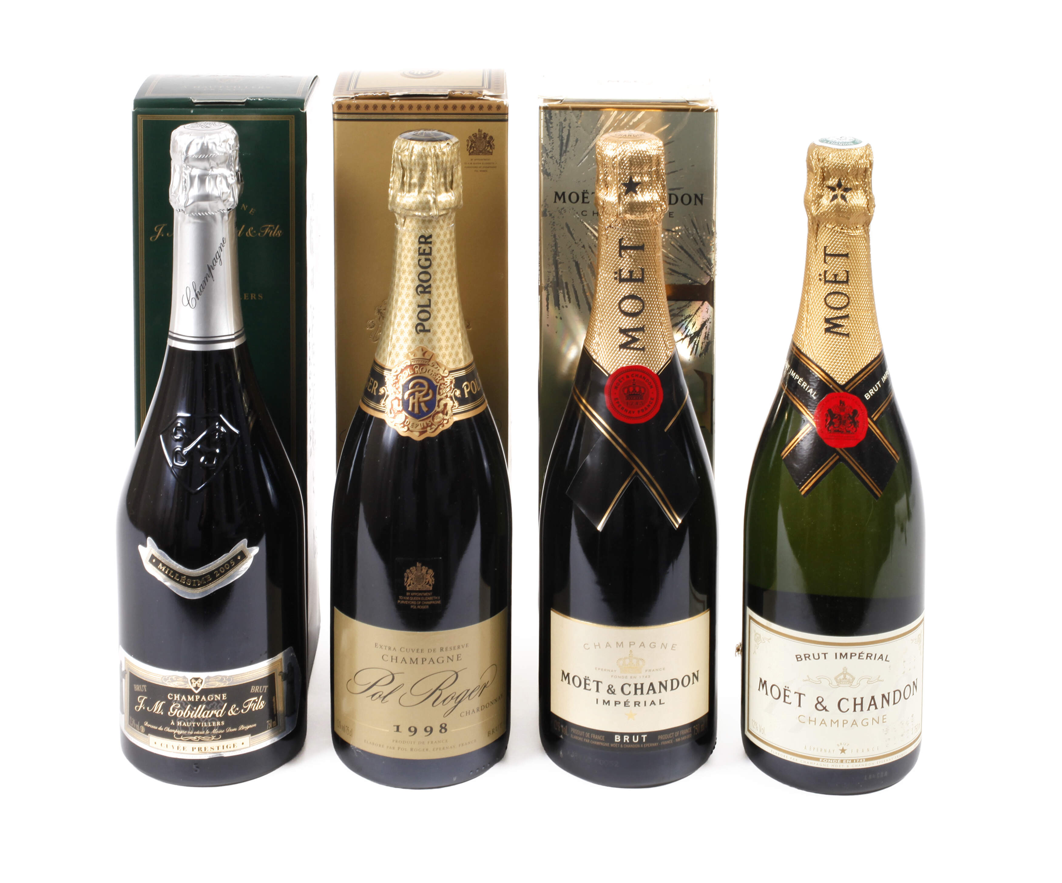 Vier Flaschen Champagner