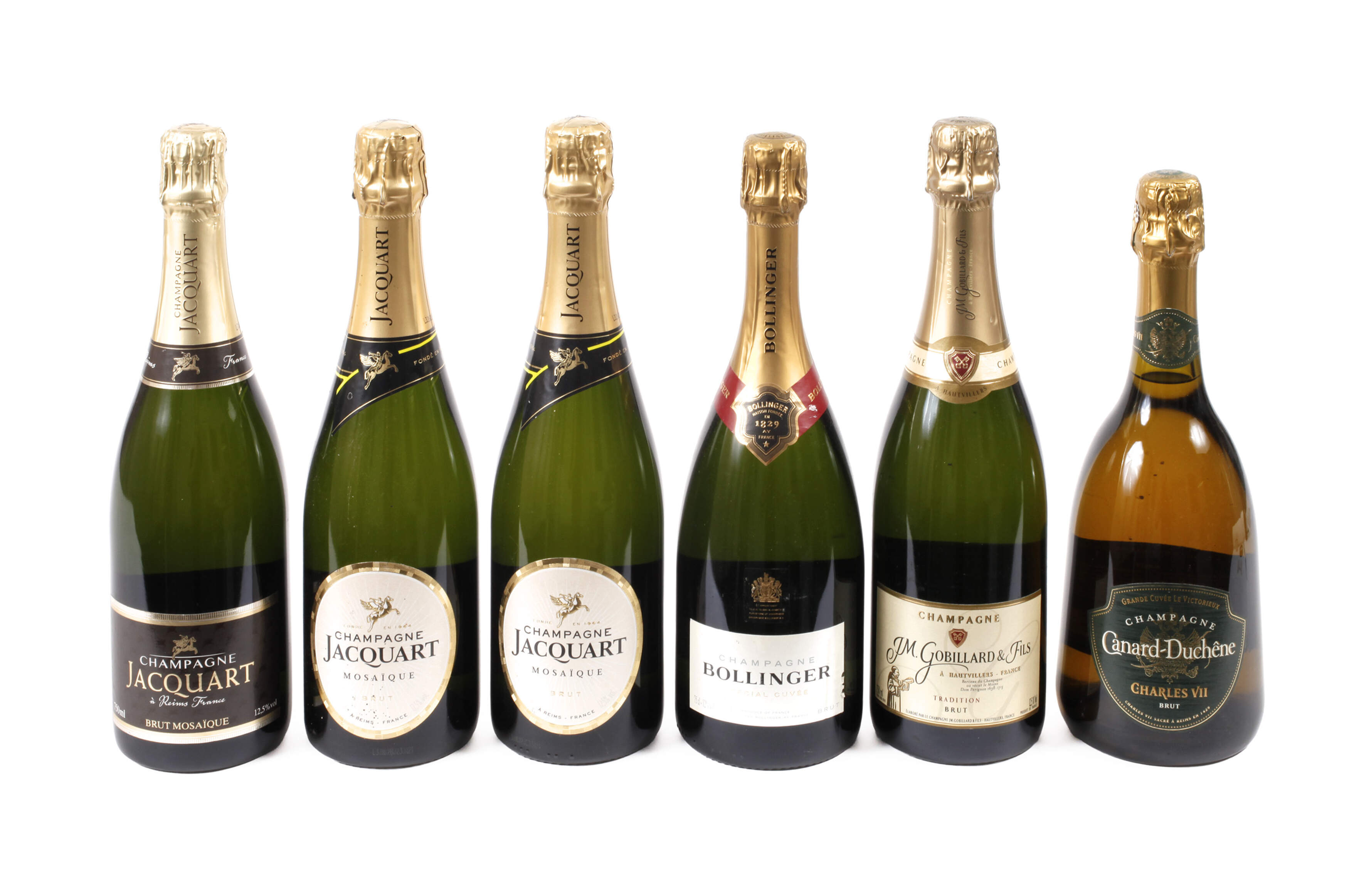 Sechs Flaschen Champagner