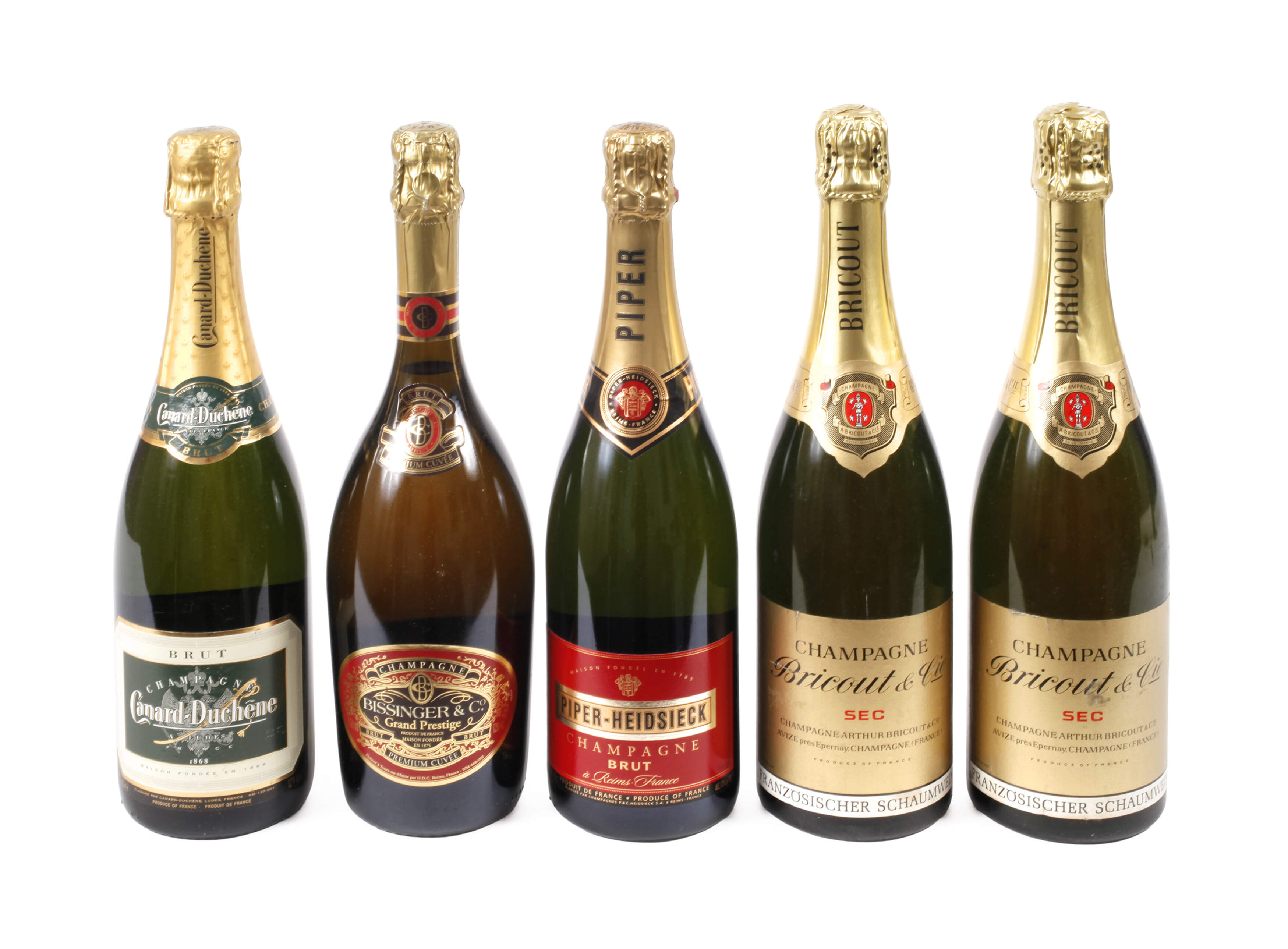 Fünf Flaschen Champagner