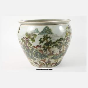 Paar große Fish Bowls Famille verte