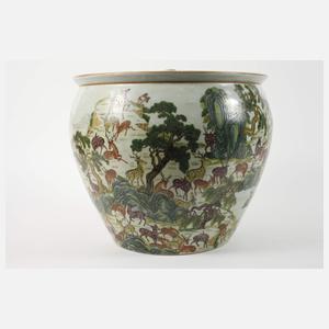 Paar große Fish Bowls Famille verte