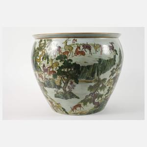 Paar große Fish Bowls Famille verte