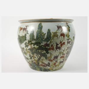 Paar große Fish Bowls Famille verte