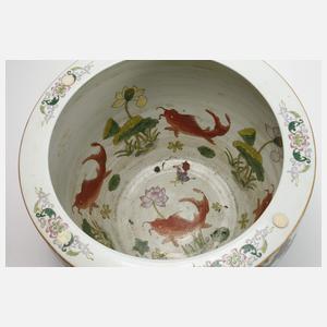 Paar große Fish Bowls Famille verte