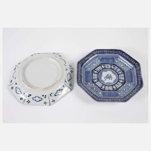 Zwölf Teller Blaumalerei