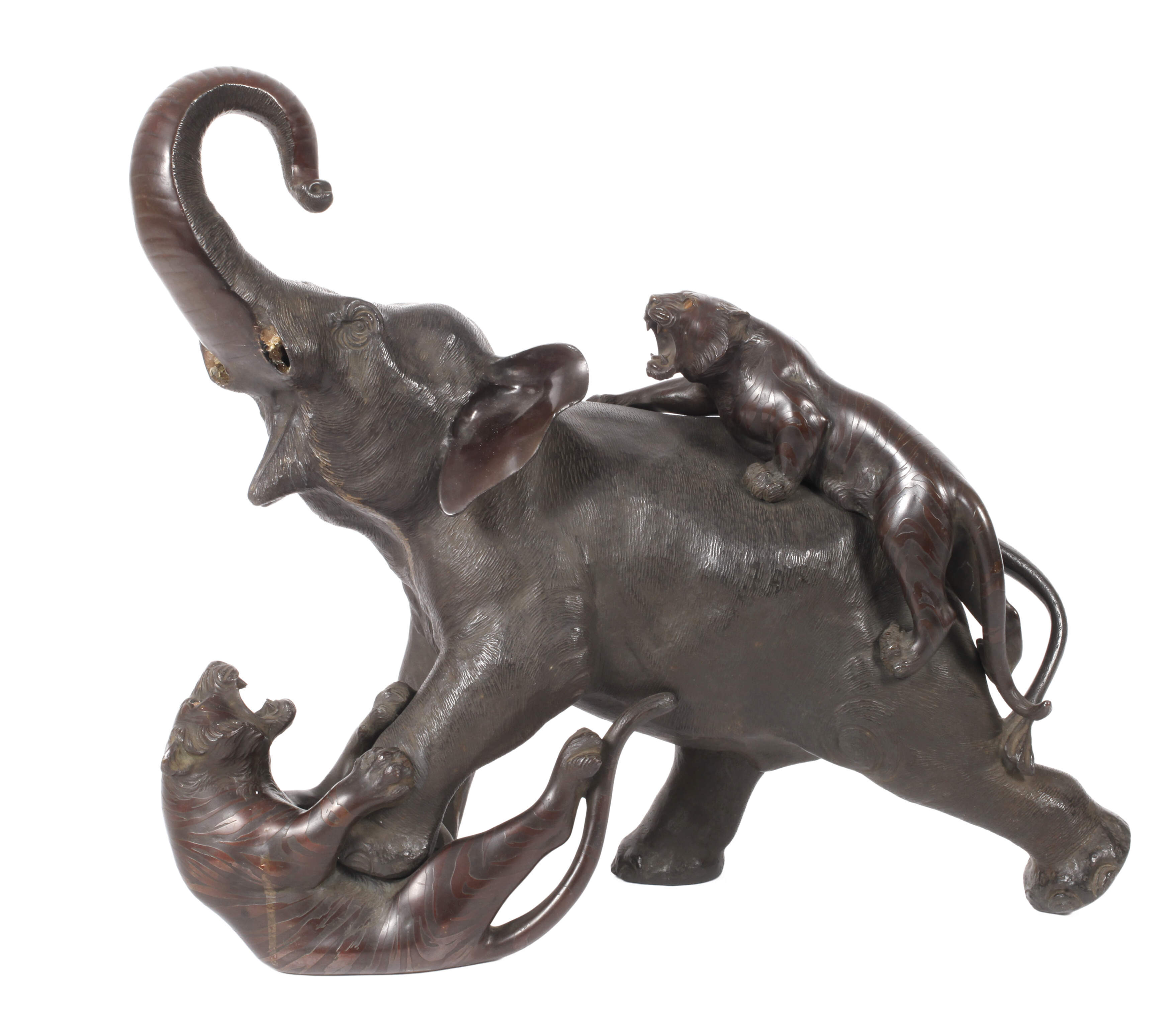Großes Okimono eines Elefanten