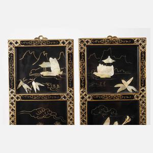 Paar geschnitzte Wandreliefs