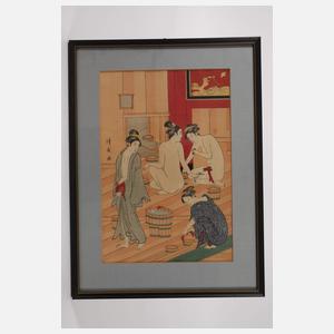 Torii Kiyonaga, Frauen im Badehaus