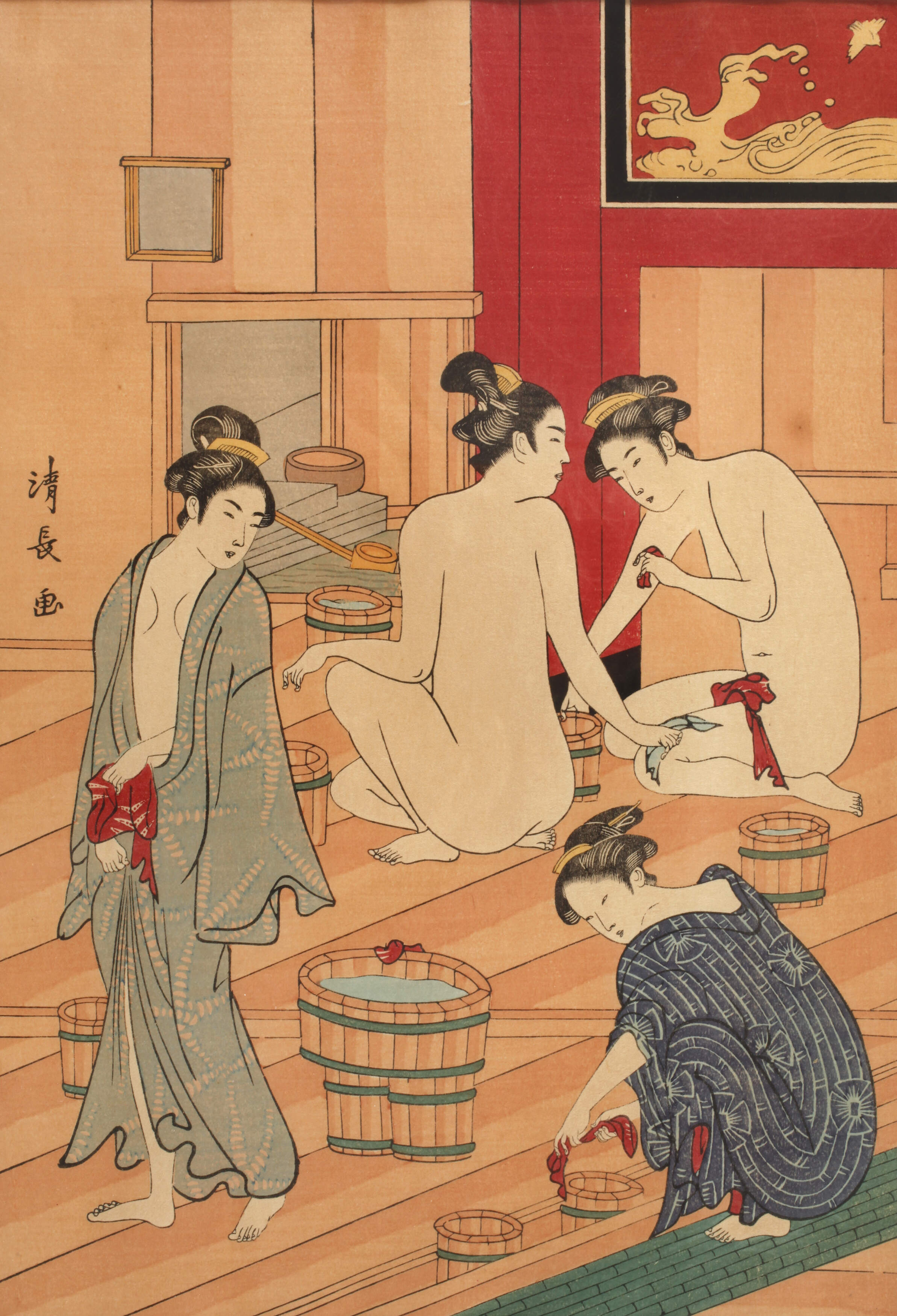 Torii Kiyonaga, Frauen im Badehaus