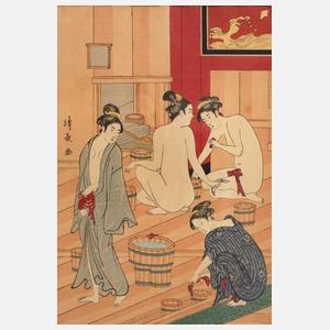 Torii Kiyonaga, Frauen im Badehaus