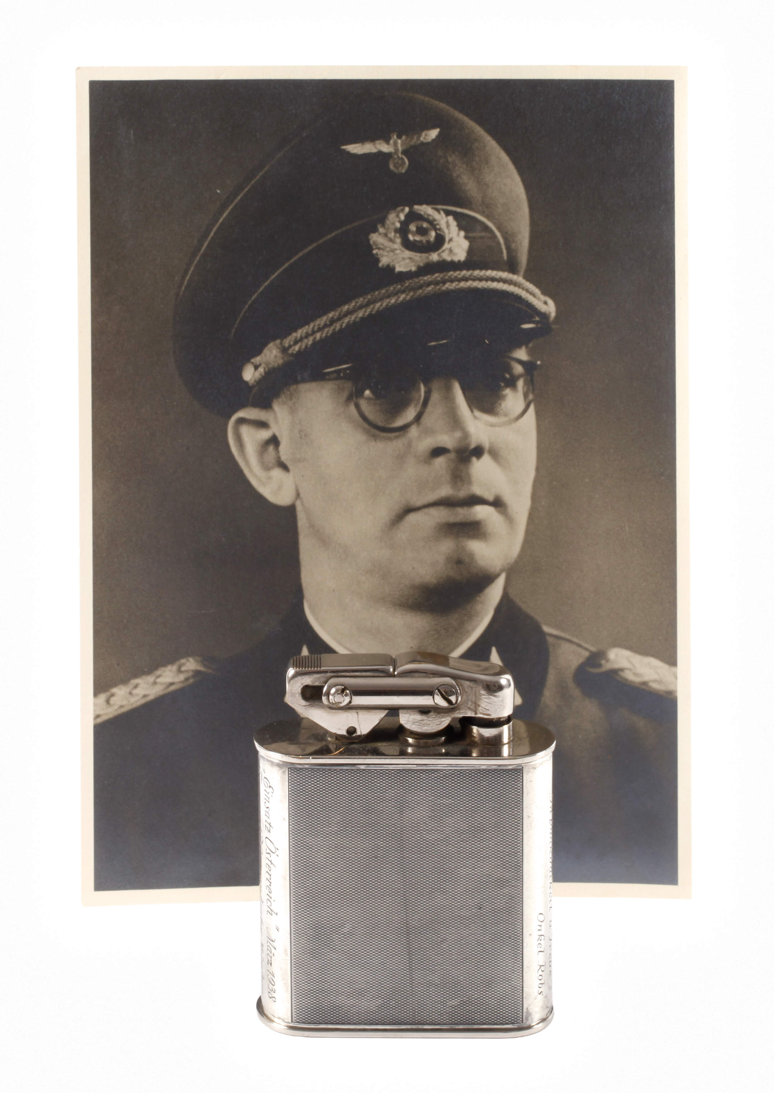 Erinnerungsgeschenk 3. Reich, Feuerzeug Silber