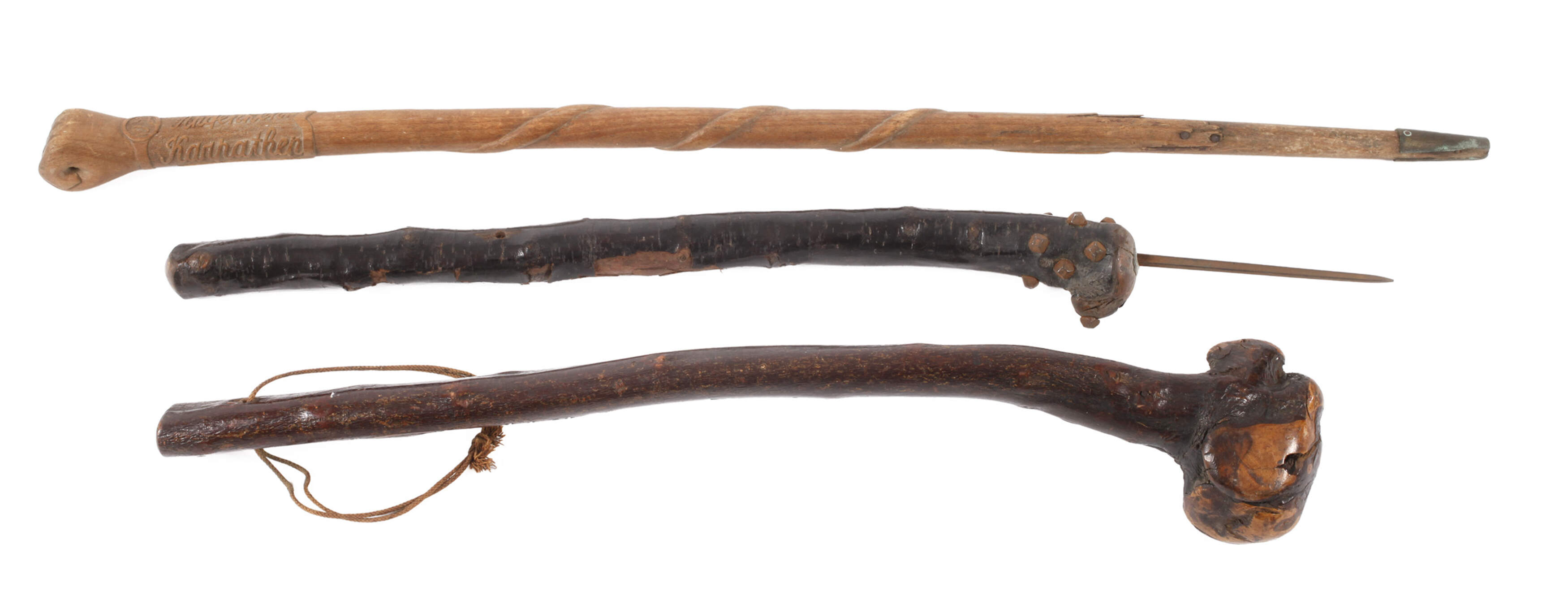 Zwei Grabenkeulen und Karpatenstock 1. Weltkrieg