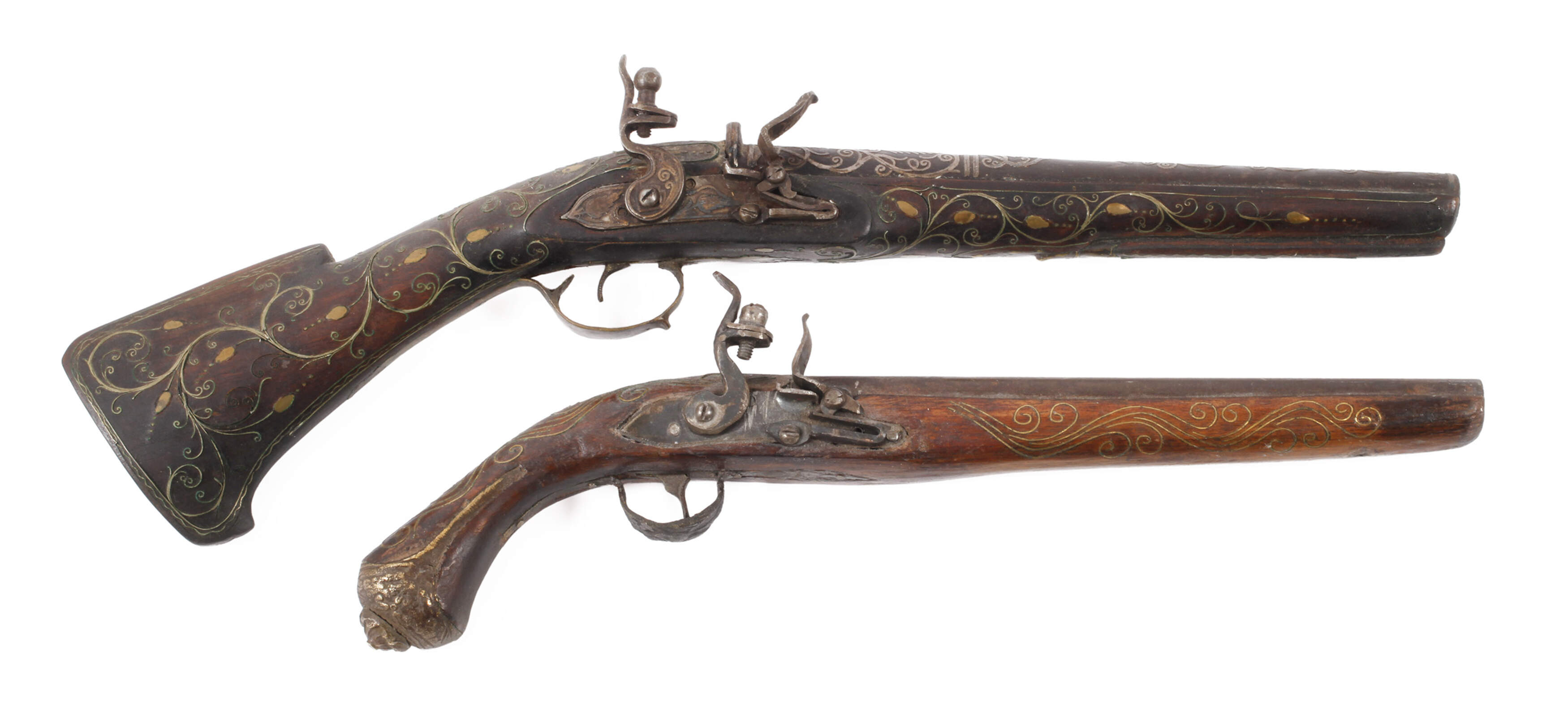 Zwei Steinschlosspistolen Deko