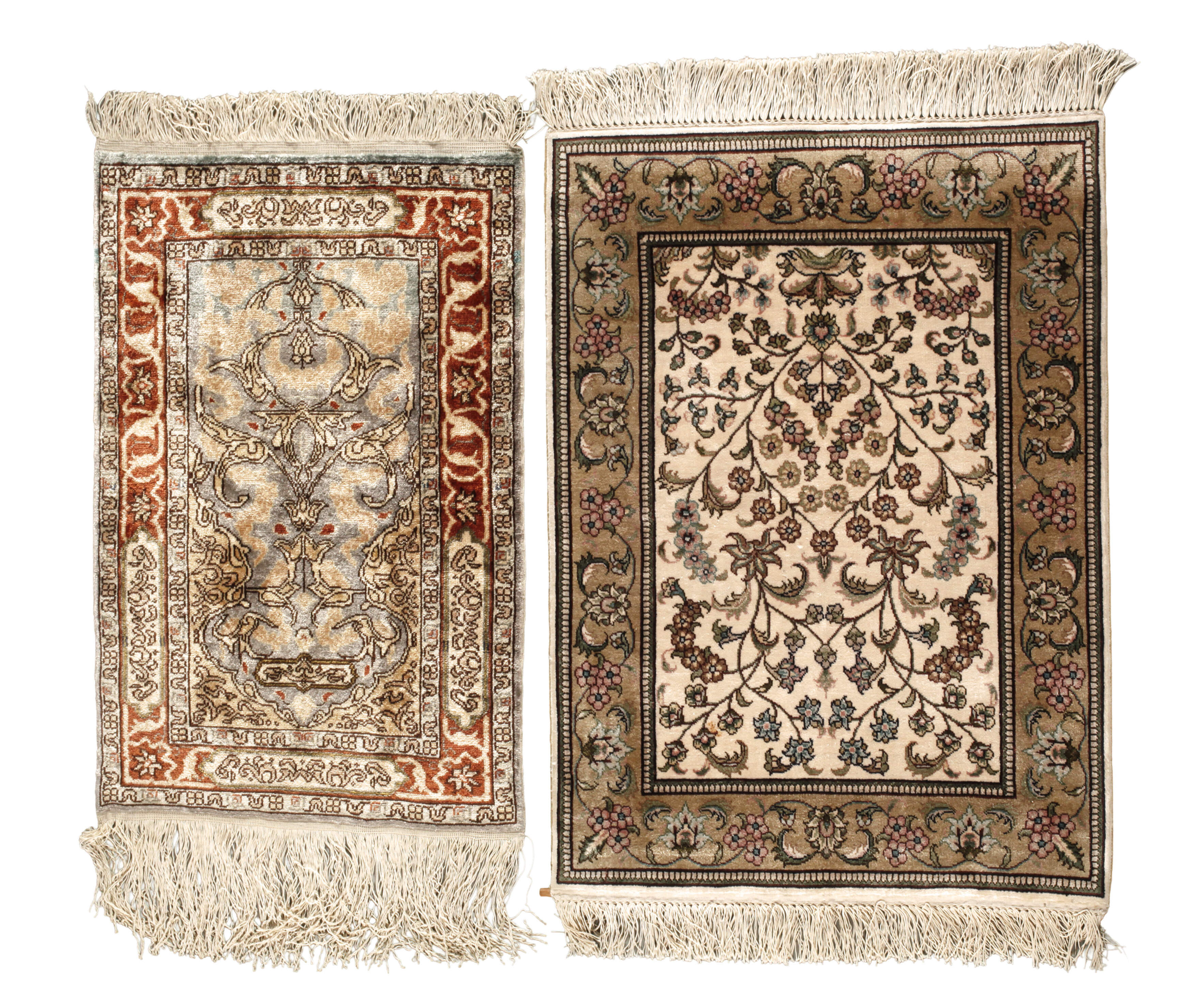 Zwei kleine Seidenteppiche