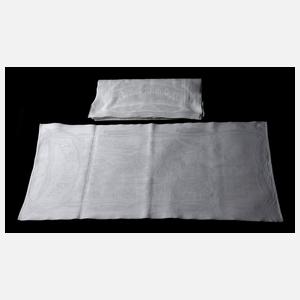 Set Gebilddamast-Handtücher mit Trompetermotiv