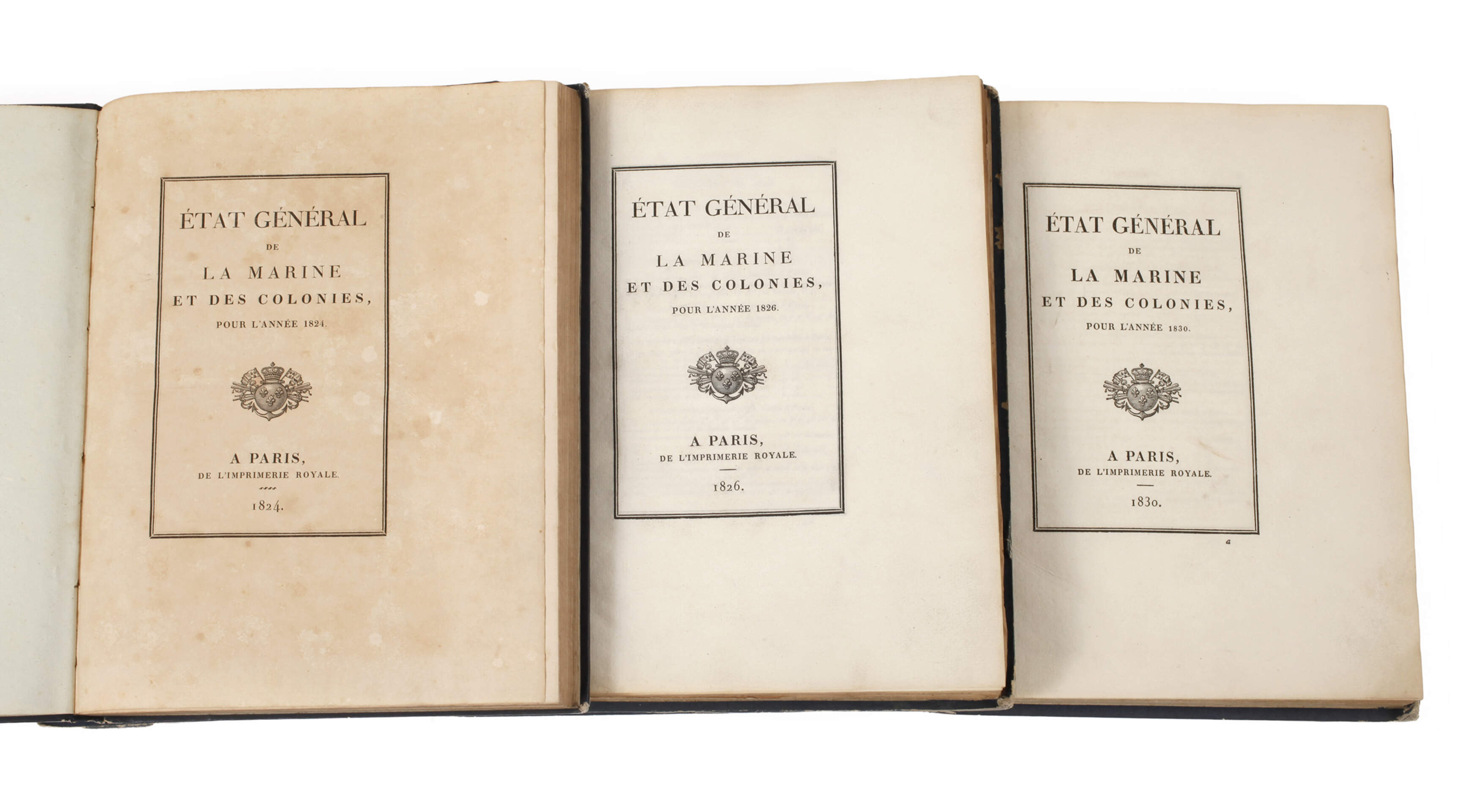 Drei Bücher französische Marine