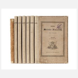 Sieben Bände Badischer Militär-Almanach