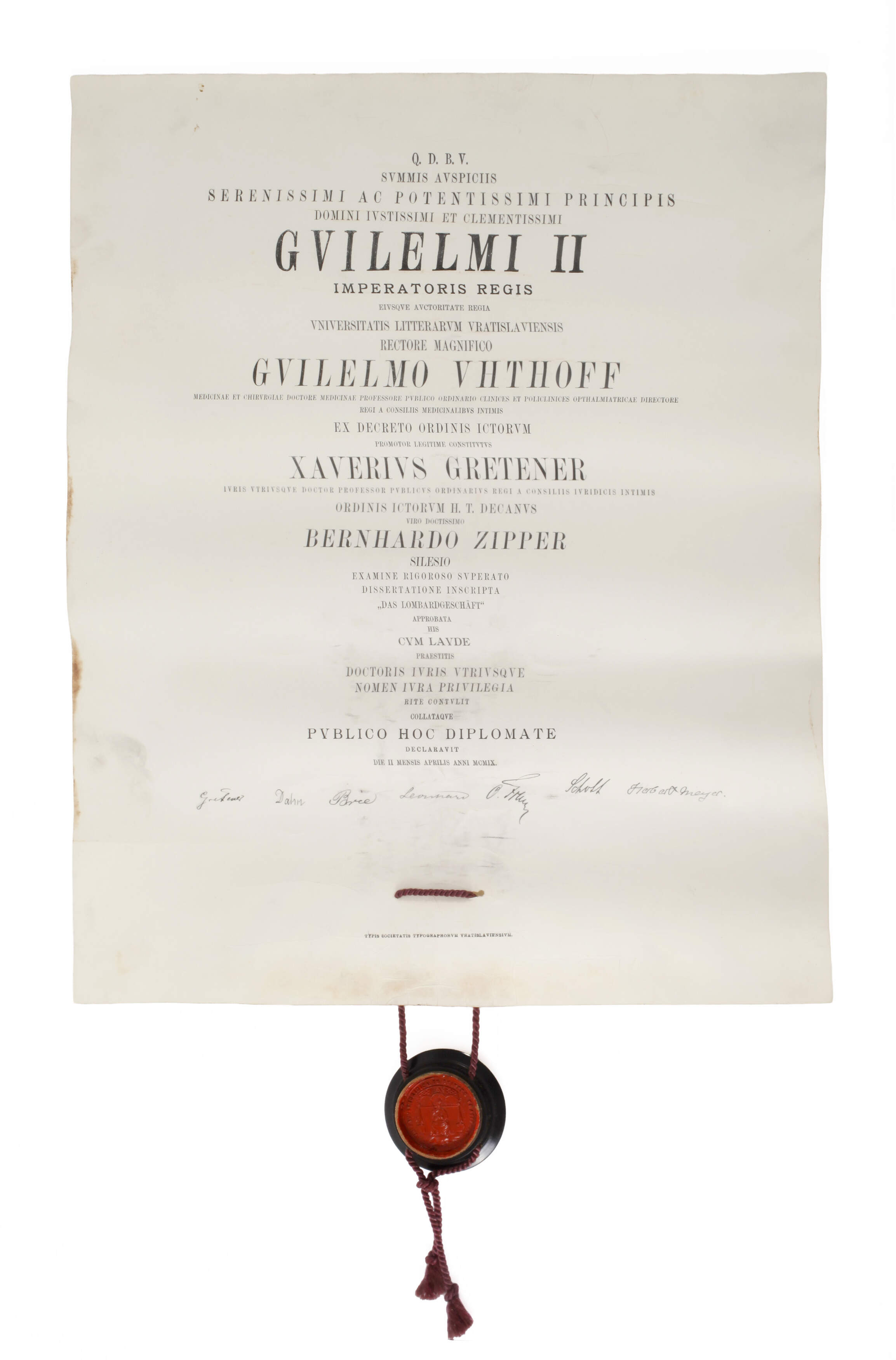 Diplom der Universität für slawische Literatur