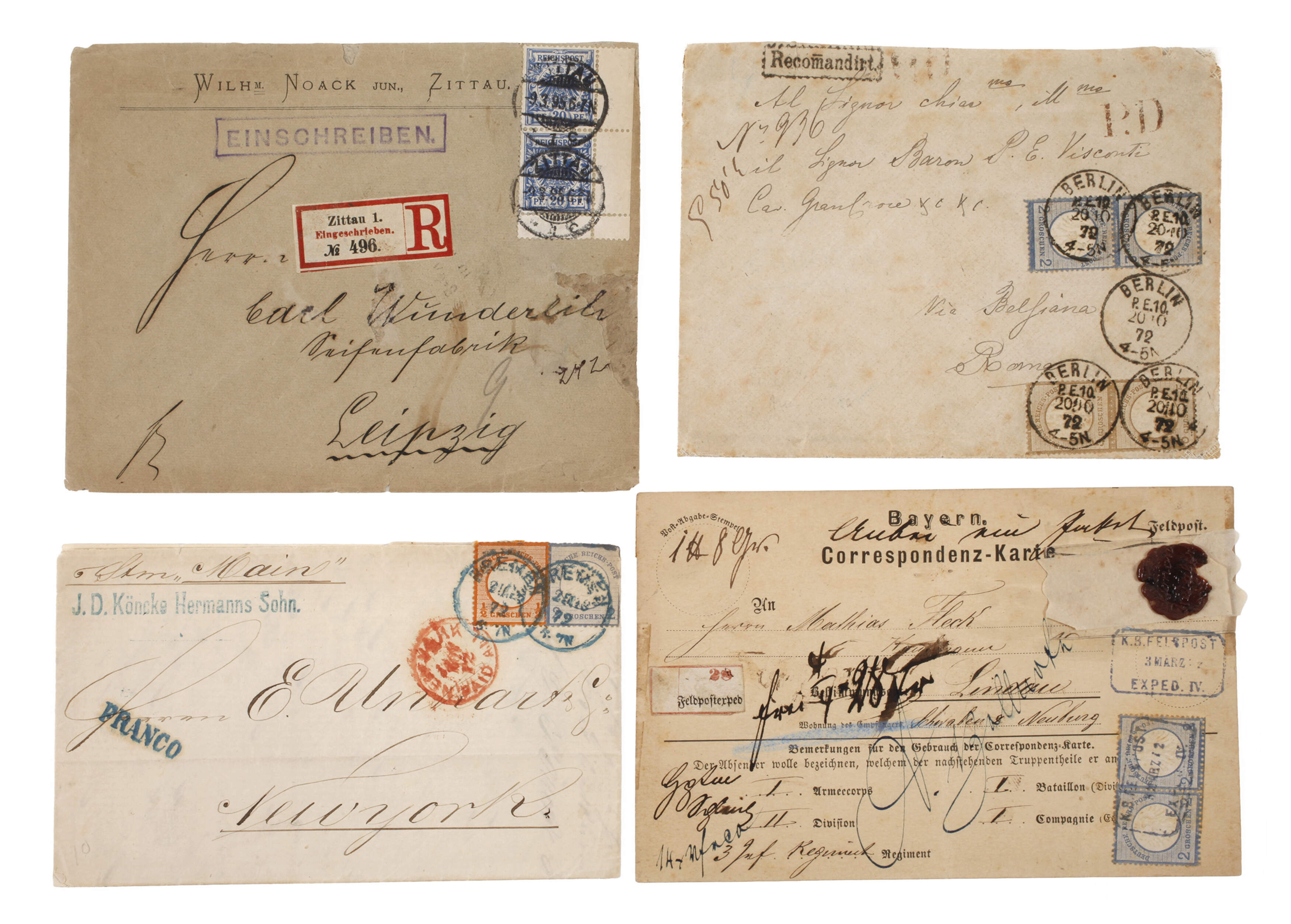 Vier seltene Belege Kaiserreich