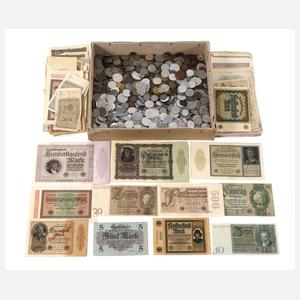 Konvolut Kleinmünzen und Scheine Deutsches Reich