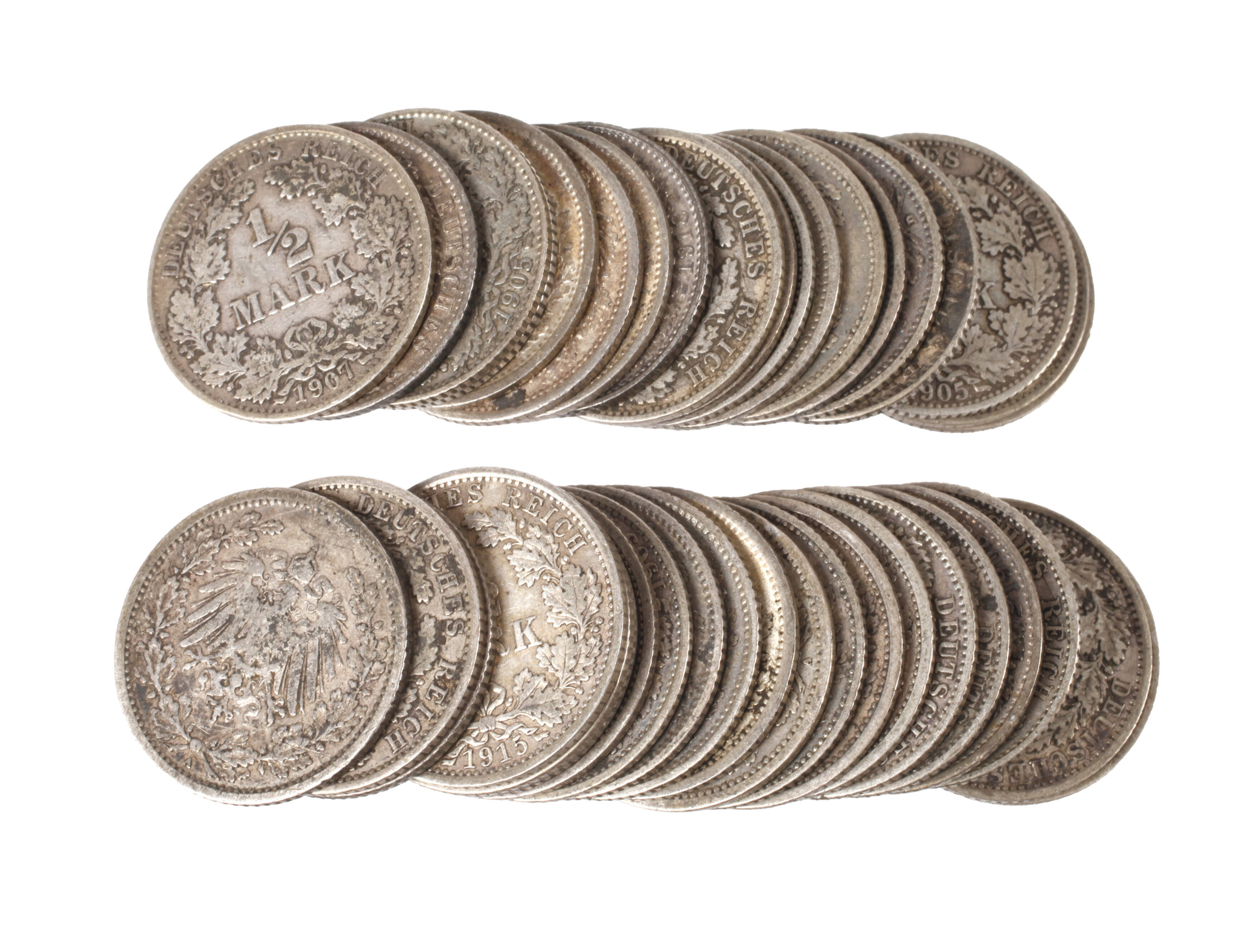 Konvolut 1/2 Mark Silbermünzen Kaiserreich