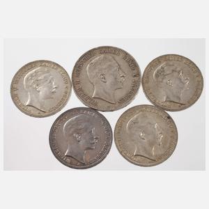 Konvolut Silbermünzen Kaiserreich