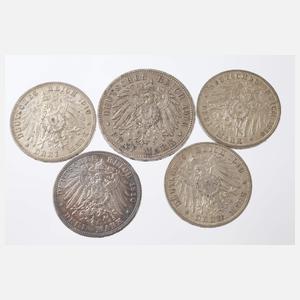 Konvolut Silbermünzen Kaiserreich